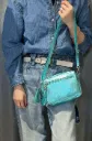 Sac à bandoulière turquoise pailleté