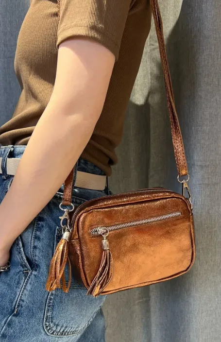 Sac à bandoulière Bronze pailleté