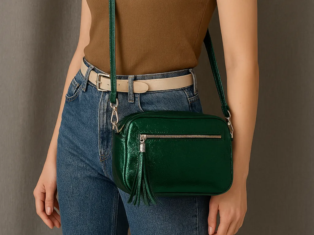 Sac à bandoulière Vert bouteille pailleté