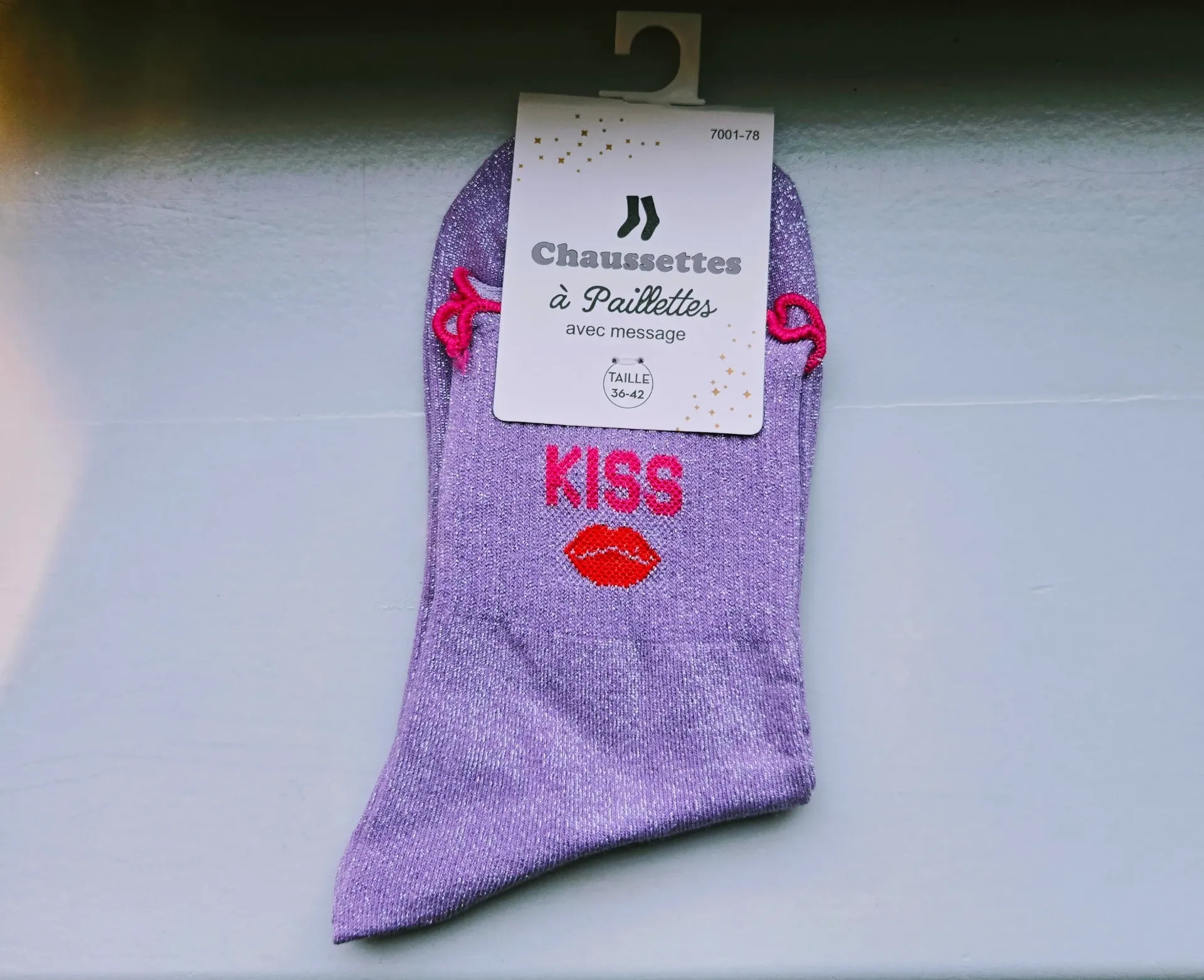 Chaussettes Pailletées - Kiss Mauve