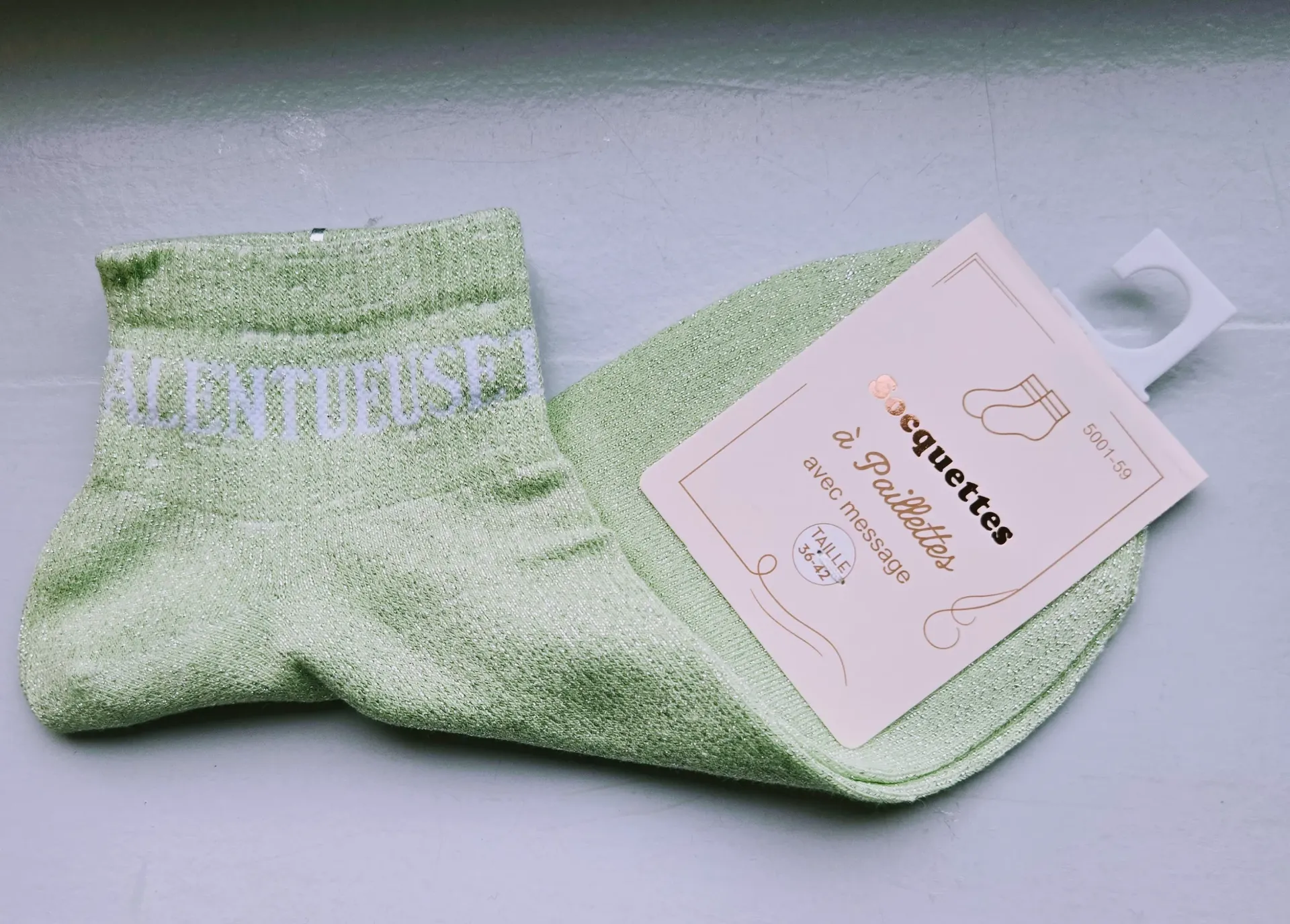 Socquettes Pailletées - Talentueuse vert pâle