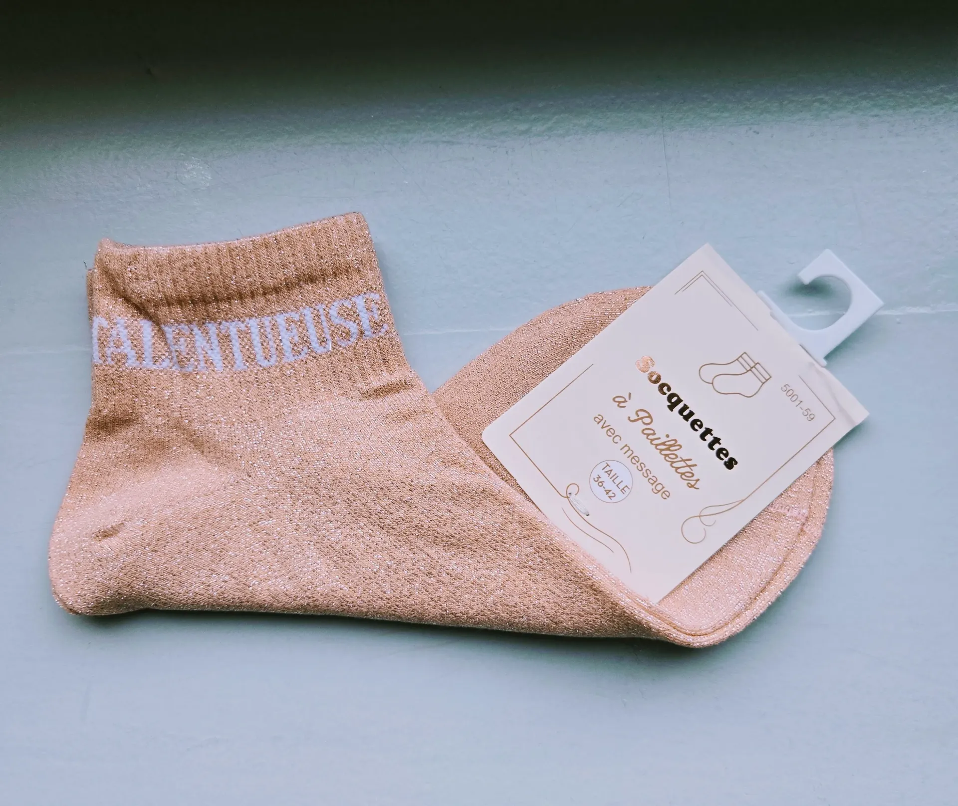 Socquettes Pailletées - Talentueuse rose saumon