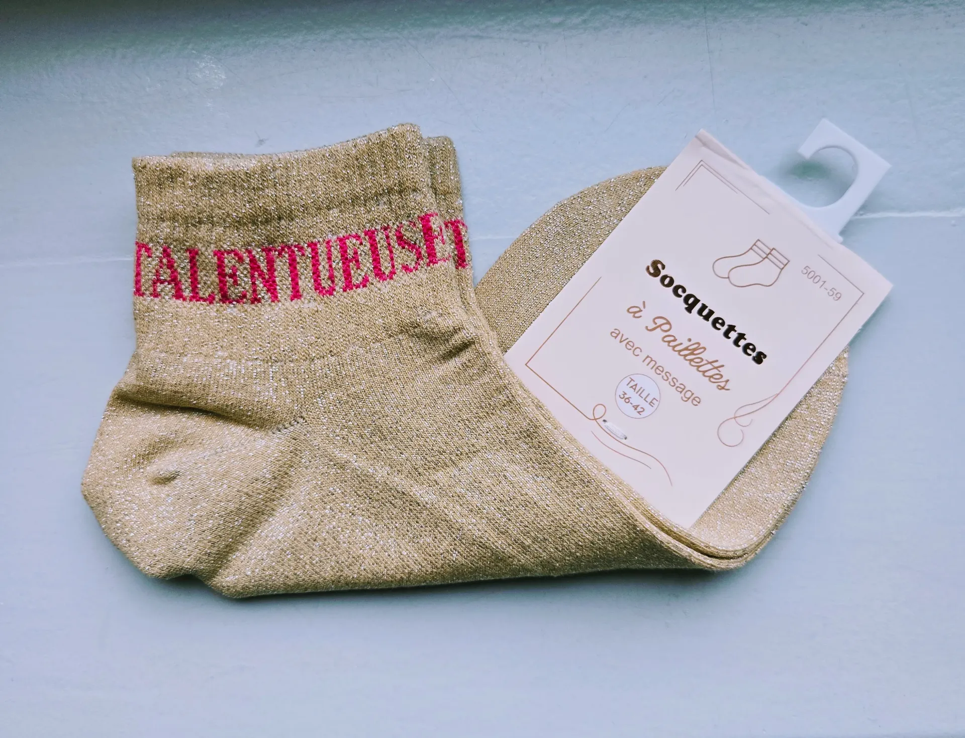 Socquettes Pailletées - Talentueuse beige foncé