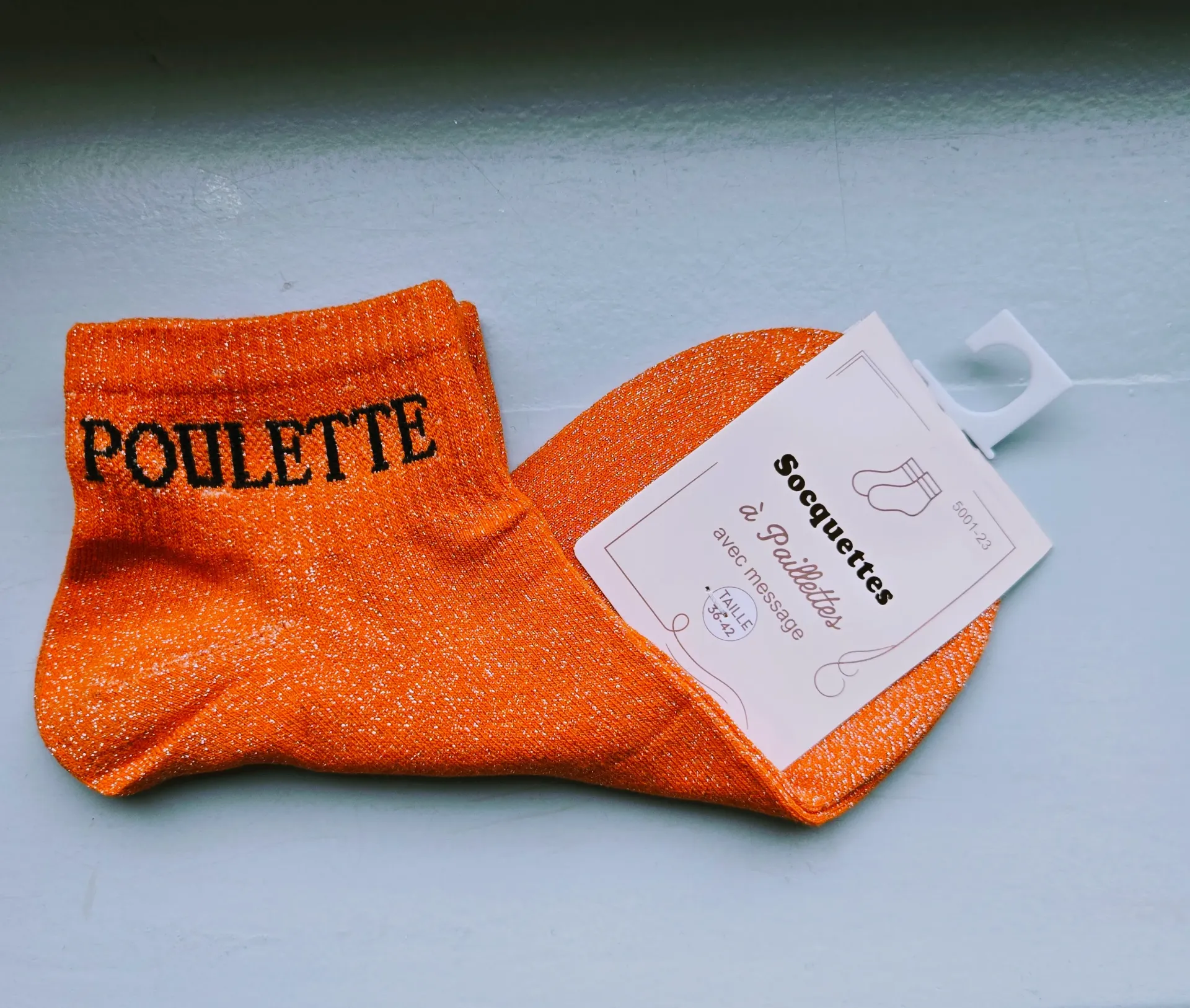 Socquettes Pailletées - Poulette orange