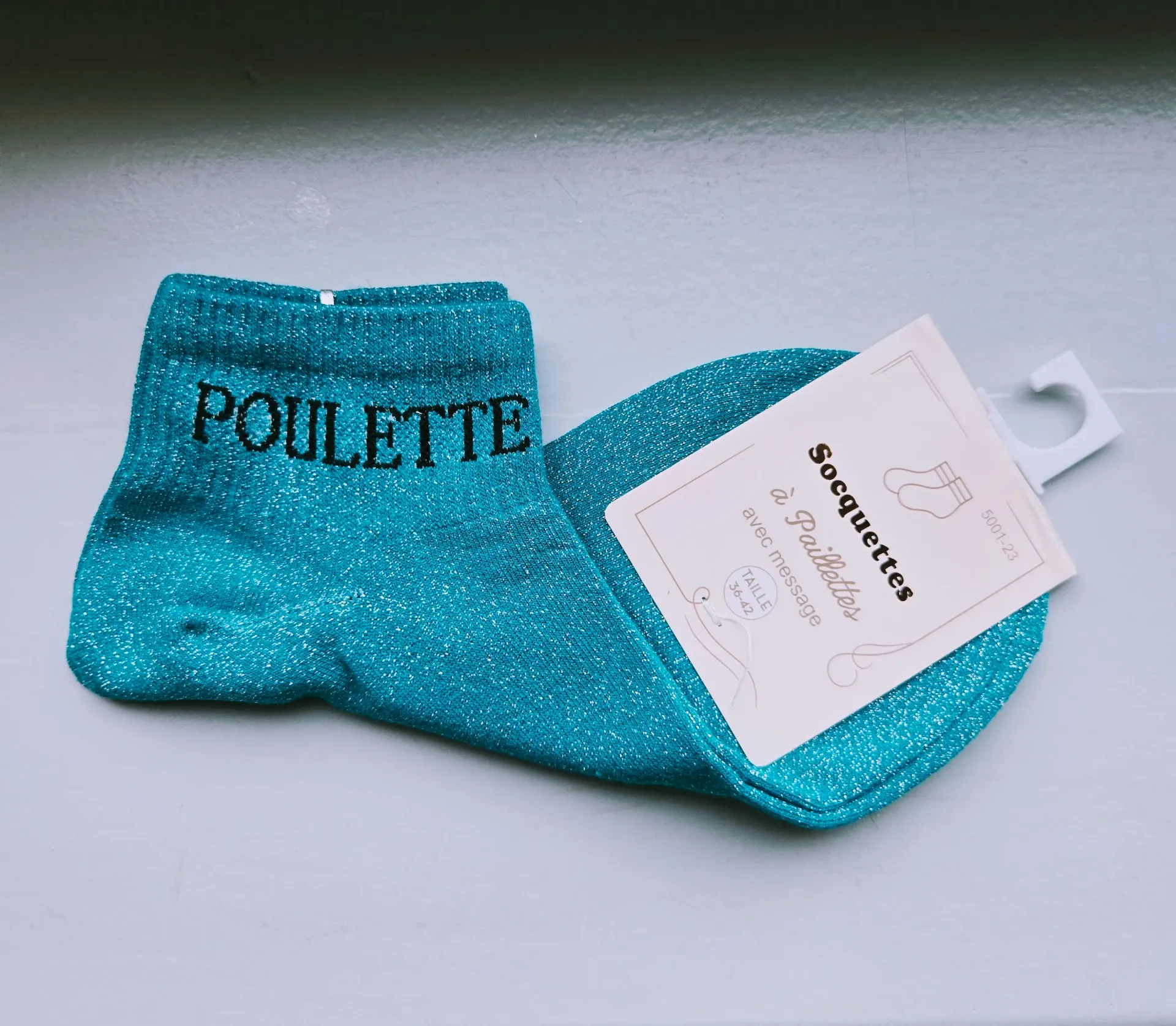 Socquettes Pailletées - Poulette bleu canard