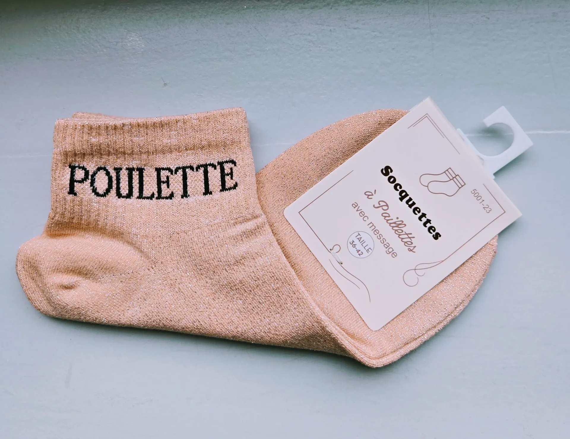 Socquettes Pailletées - Poulette rose saumon