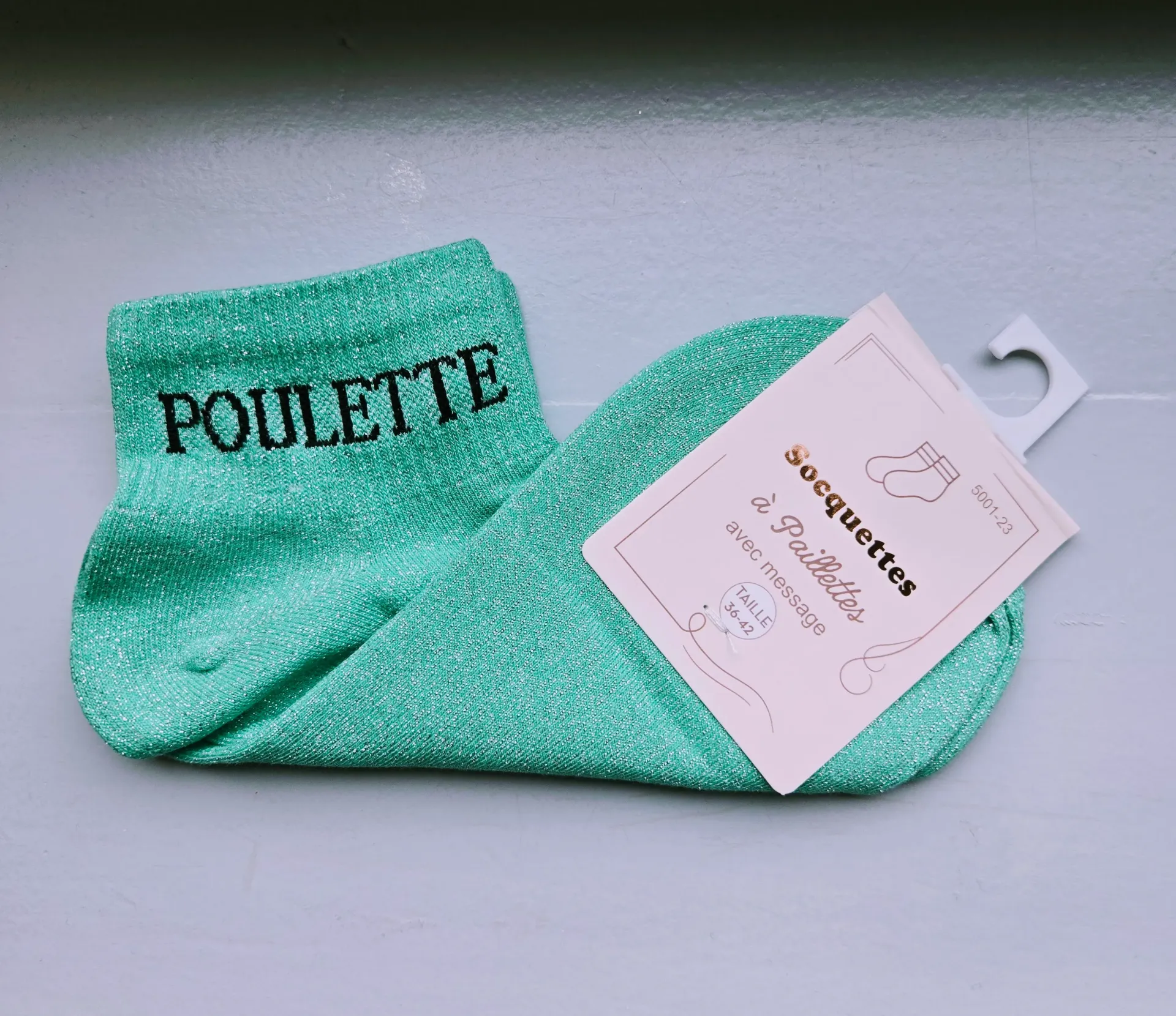 Socquettes Pailletées - Poulette vert menthe