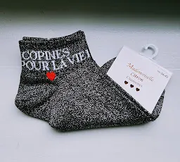 Socquettes Pailletées - copines pour la vie (noir avec écriture blanche)