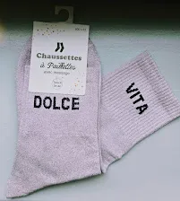 Chaussettes Pailletées - Dolce Vita mauve (écriture mauve foncé)